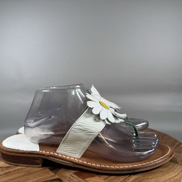 JACK ROGERS Women's Signature Flat Thong Sandal White Flower Size 10 - Picture 1 of 6